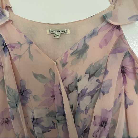 Luca Couture Floral Chiffon Romper Shorts - Picture 3 of 5